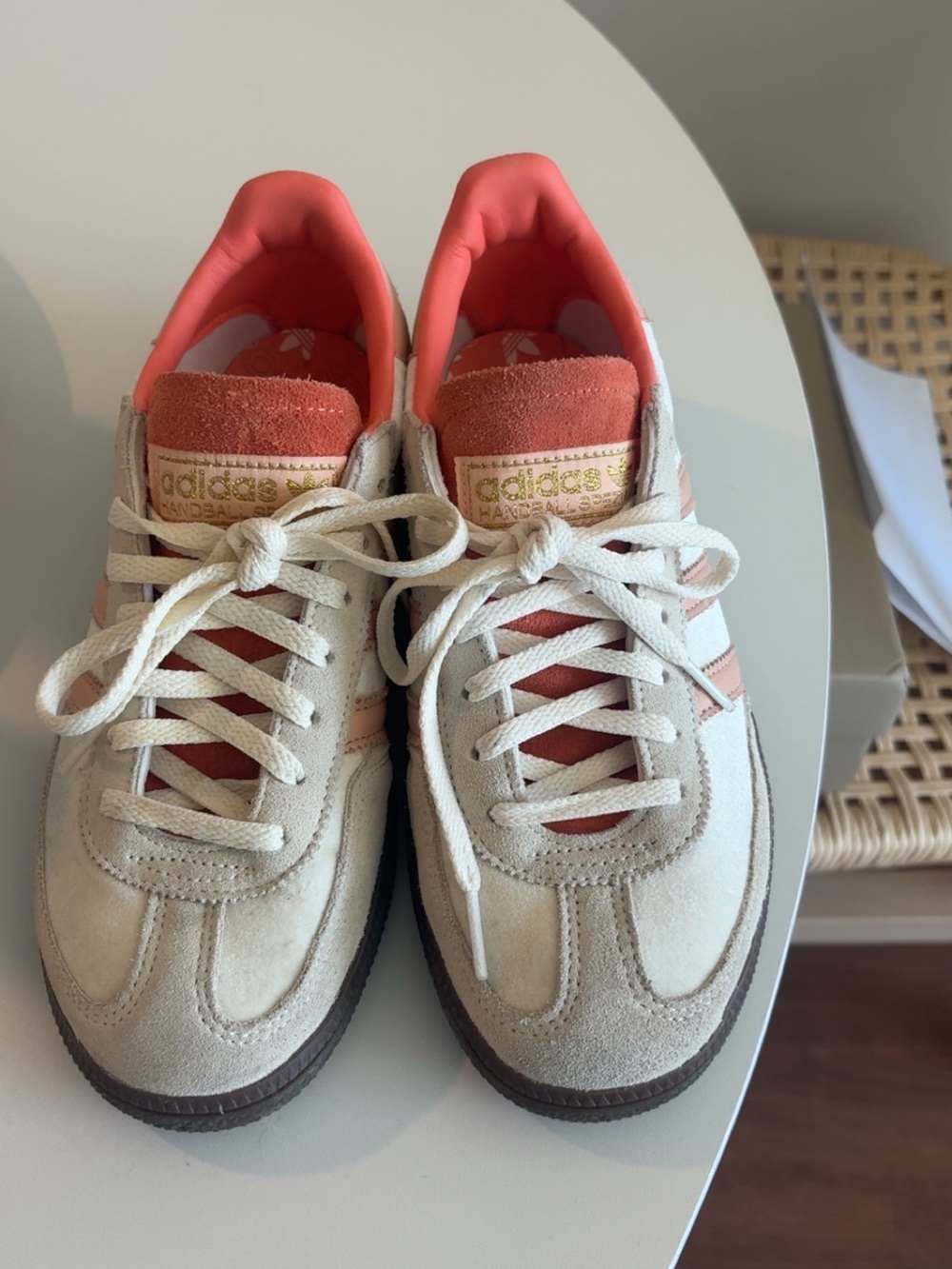 Special edition adidas Cream Suede Sneakers with Peach Accents - Picture 4 of 8
